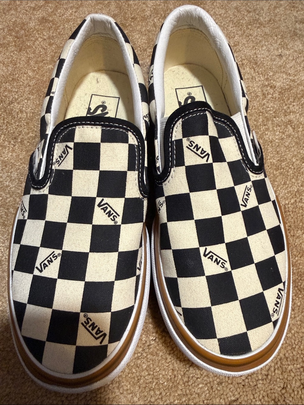 Vans Kids Checkerboard Slip-On Sneakers - Black & White